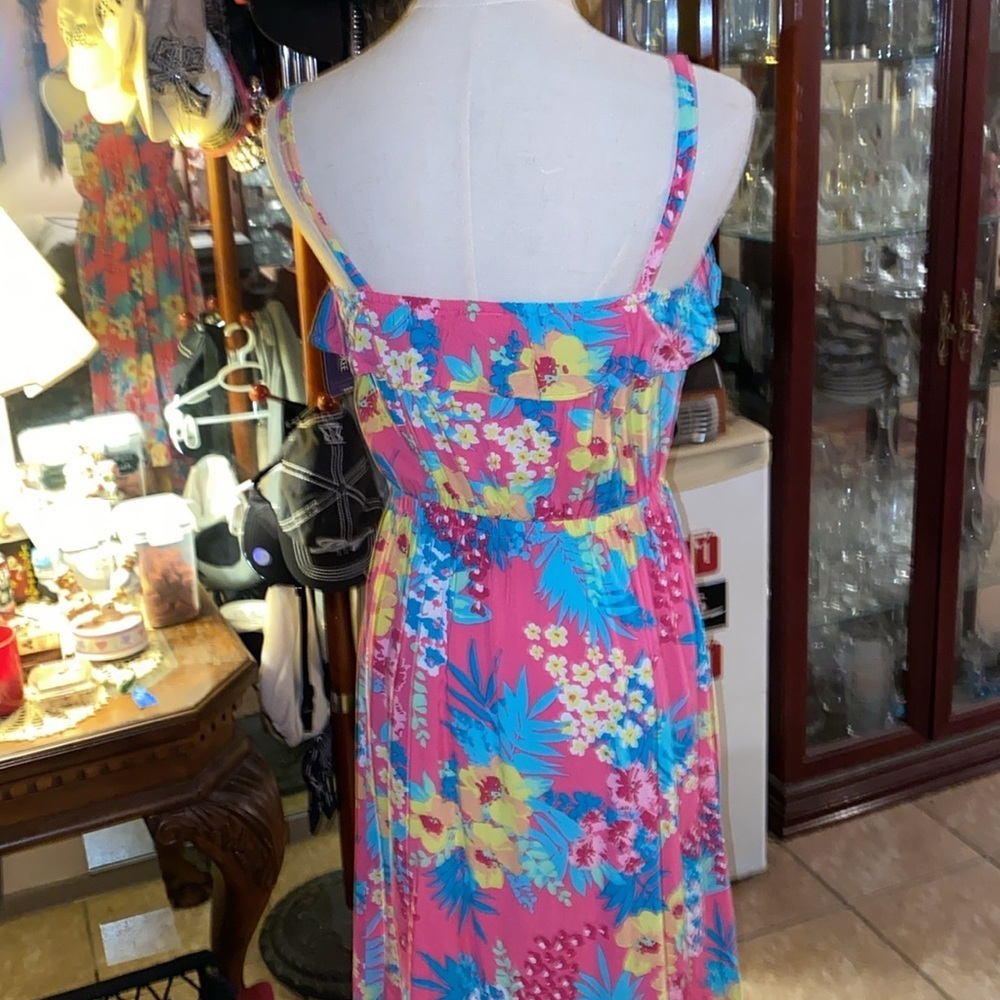 Cherokee girls Kid Floral Summer Pink Dress Ruffle Hem Size XL 14/16 - Picture 5 of 6